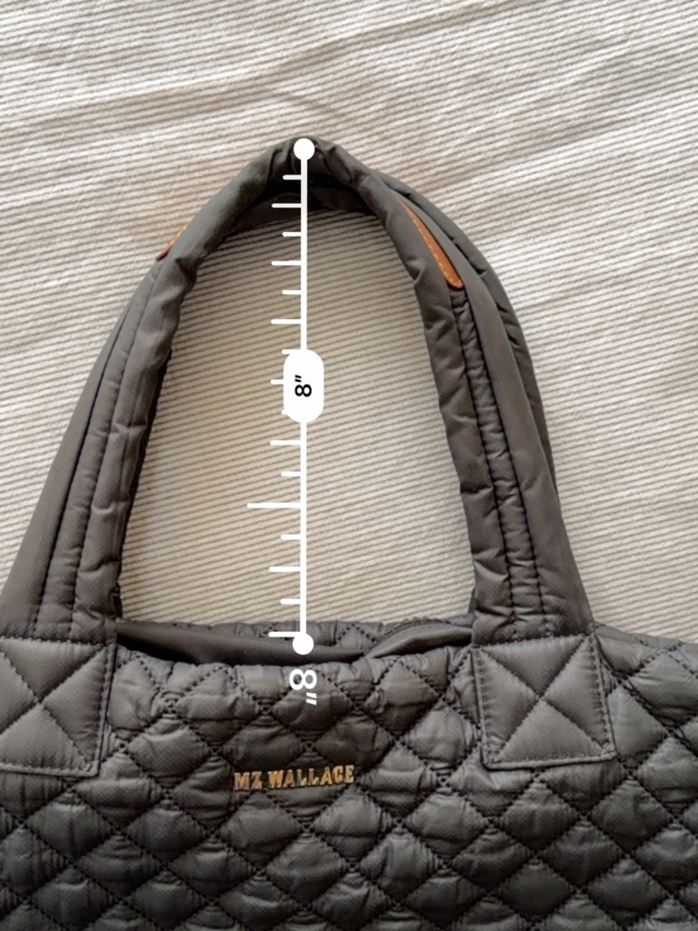 MZ Wallace Quilted Gray Tote with Gold Logo - Picture 8 of 11